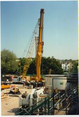 800 ton crane being built to lower 'Janice' into the tunnel.